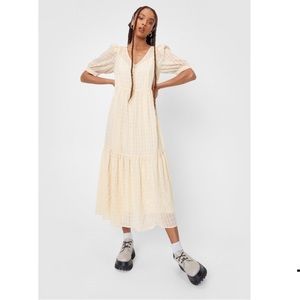 Nasty Gal Checked Puffed Sleeve Midaxi Dress